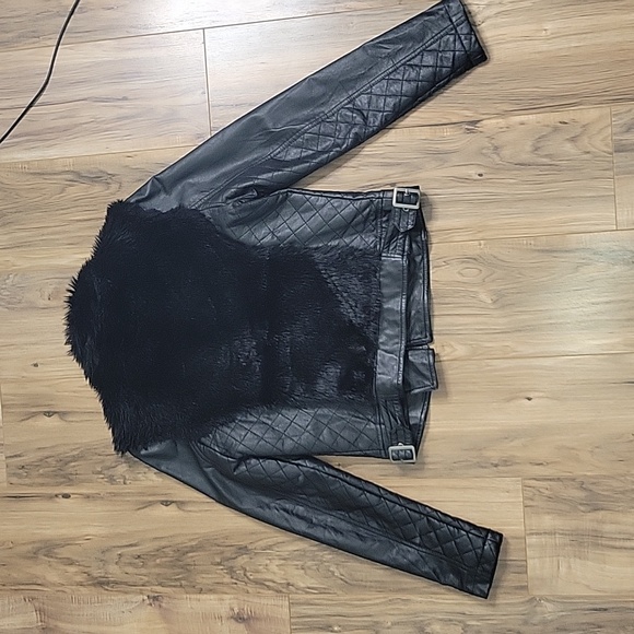 Kut from the Kloth Black Faux Fur Moto Jacket - Picture 10 of 13